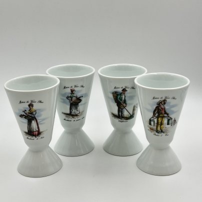Набор из 4 высоких стаканов (мазагранов)   "Традиционные ремесла Парижа", Porcelaine  de  Sologne