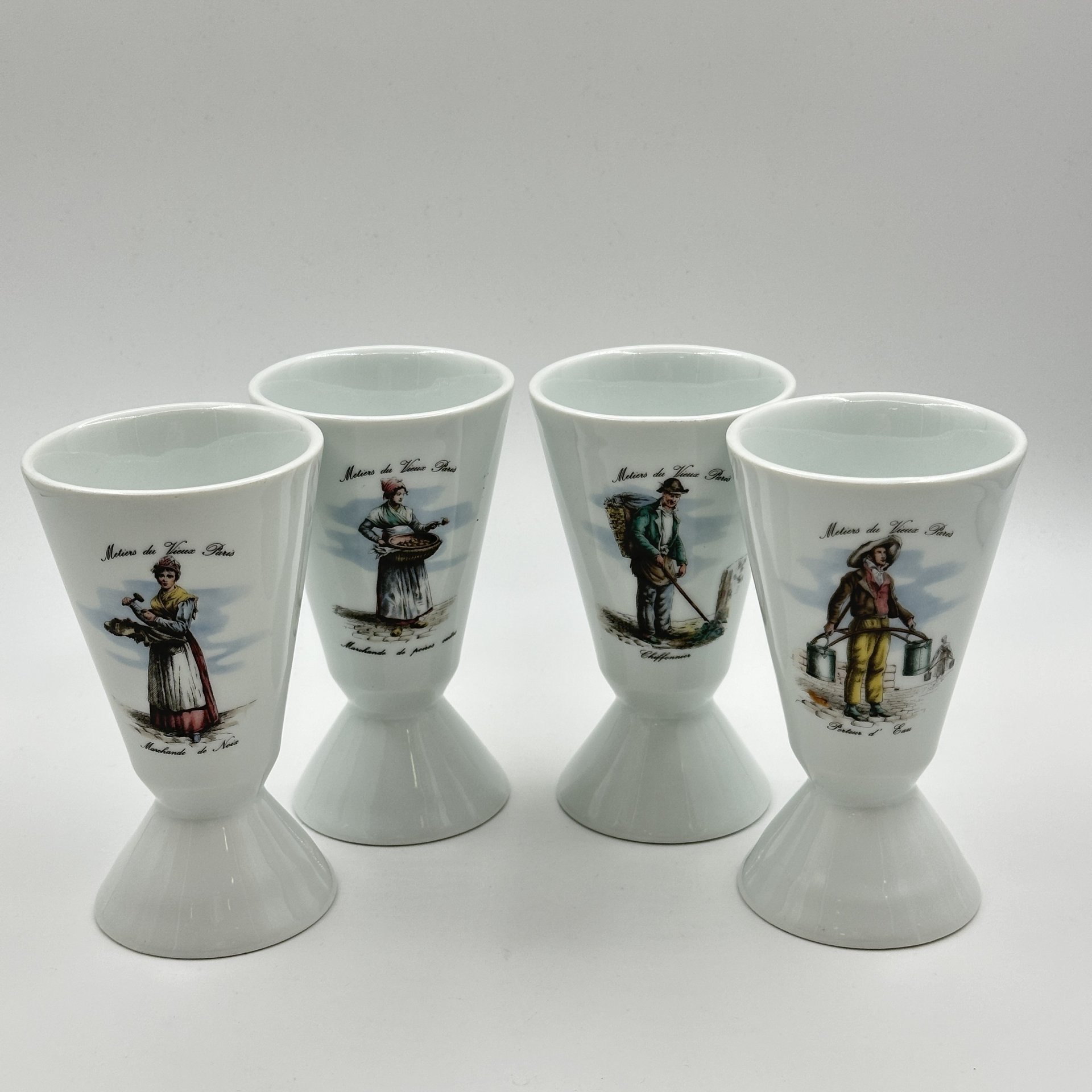 Набор из 4 высоких стаканов (мазагранов)   "Традиционные ремесла Парижа", Porcelaine  de  Sologne