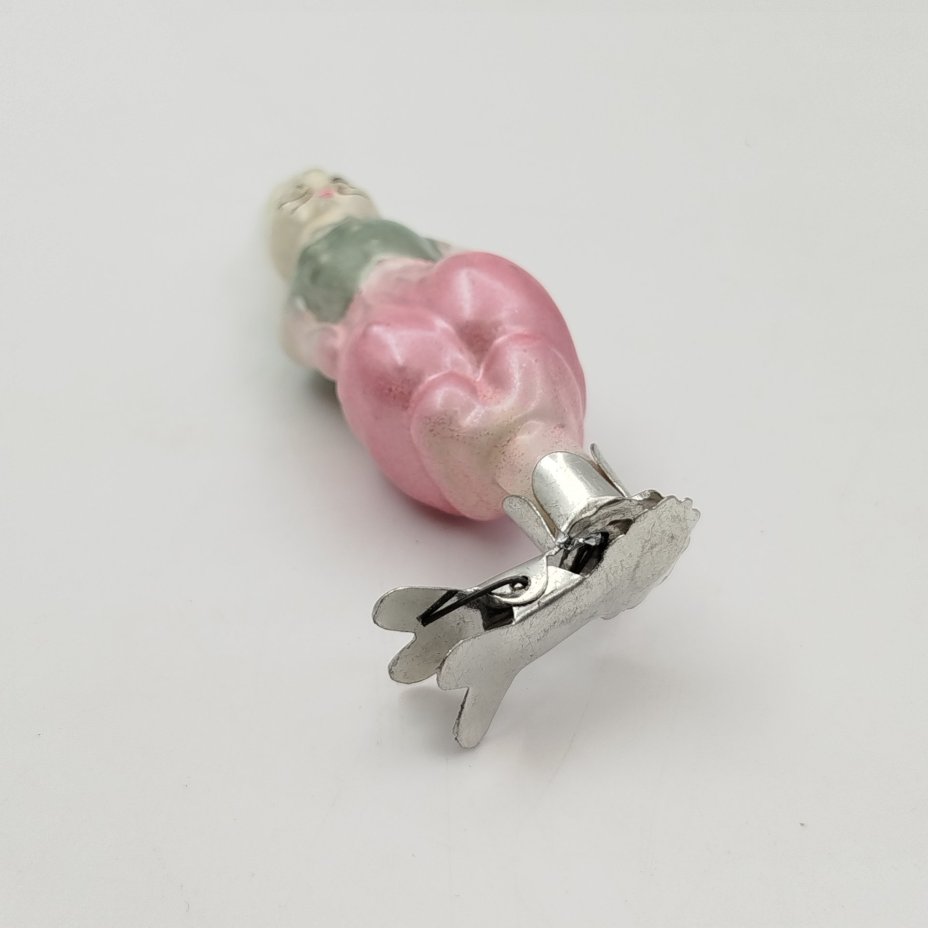 Игрушка ёлочная (винтаж)  "Заяц" из набора "Доктор Айболит", стекло, металл, роспись, Завод стеклянных ёлочных украшений и оптических изделий, г. Москва, СССР, 1950-1960 гг.