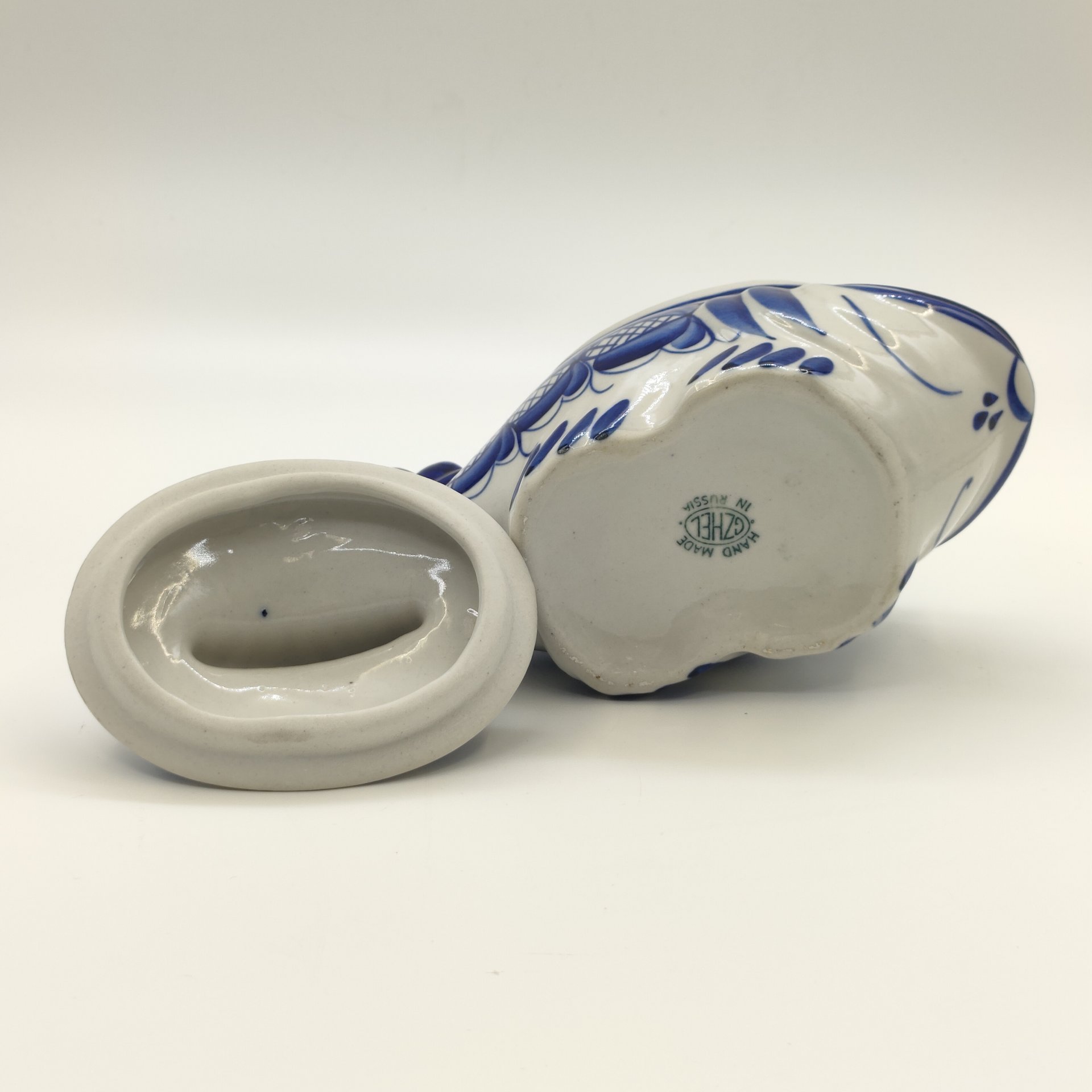 Икорница "Рыба-кит", Гжель