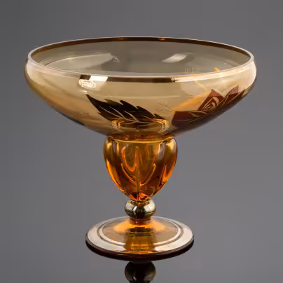 Ваза на ножке (конфетница) с декором в виде цветочной композиции, Bohemia Crystal (Bohemia Glass)