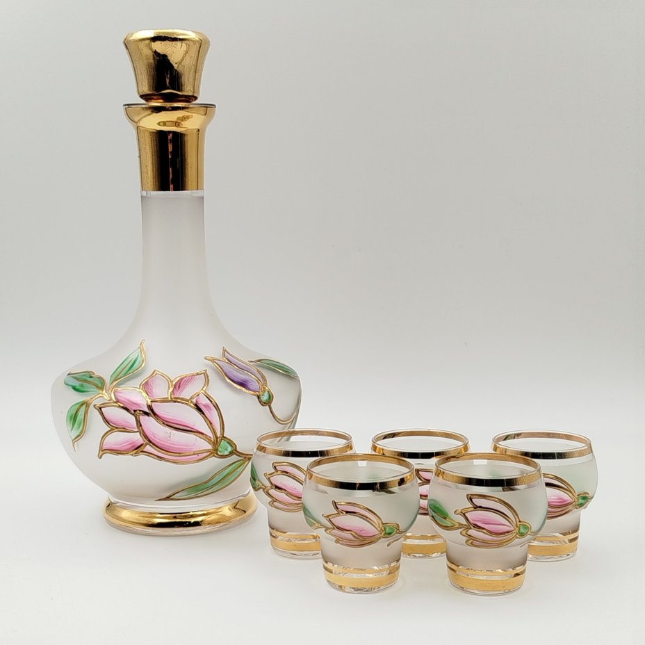 Набор для подачи крепких напитков на 5 персон с цвекточным декором