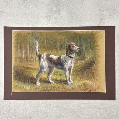 Графическая работа в паспарту "Верный друг" ("Собака"), художник Жорж Фирсов, бумага, пастель, Российская Федерация, 2025 г.