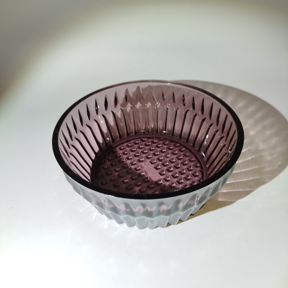 Конфетница с рельефным декором, стекло, СССР, 1970-1990 гг.