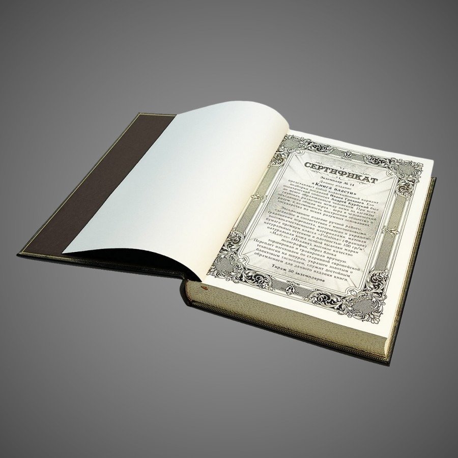 Книга власти. Иван Грозный Андрей Курбский (в футляре), бумага, кожаный переплет, тиснение, золочение, торшонированный обрез; в кожаном подарочном футляре, Российская Федерация