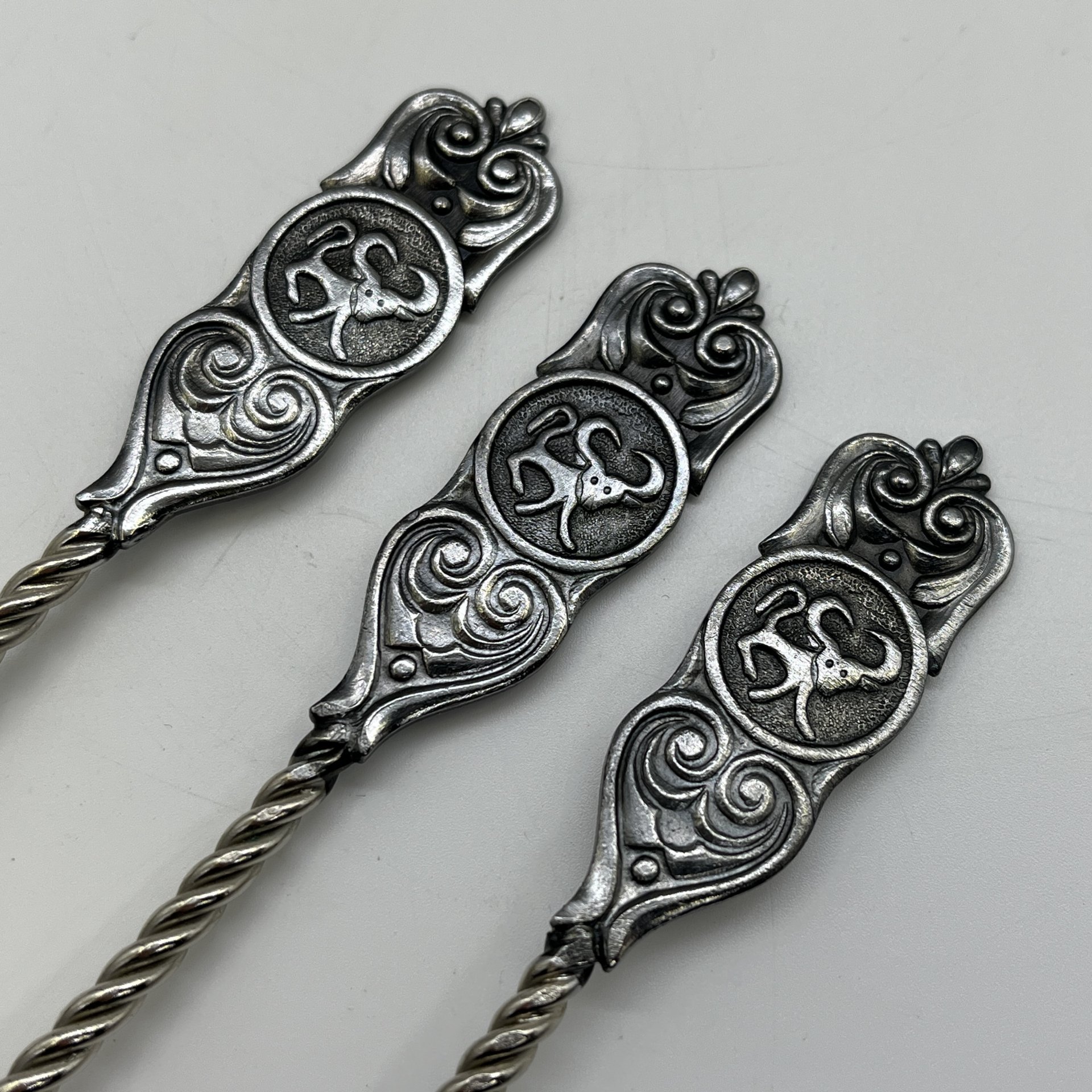 Набор чайных ложек на 3 персоны, в оригинальной коробке, металл, картон, текстиль, Казаковское производственное ювелирное объединение (КПЮО), СССР, 1970-1990 гг.