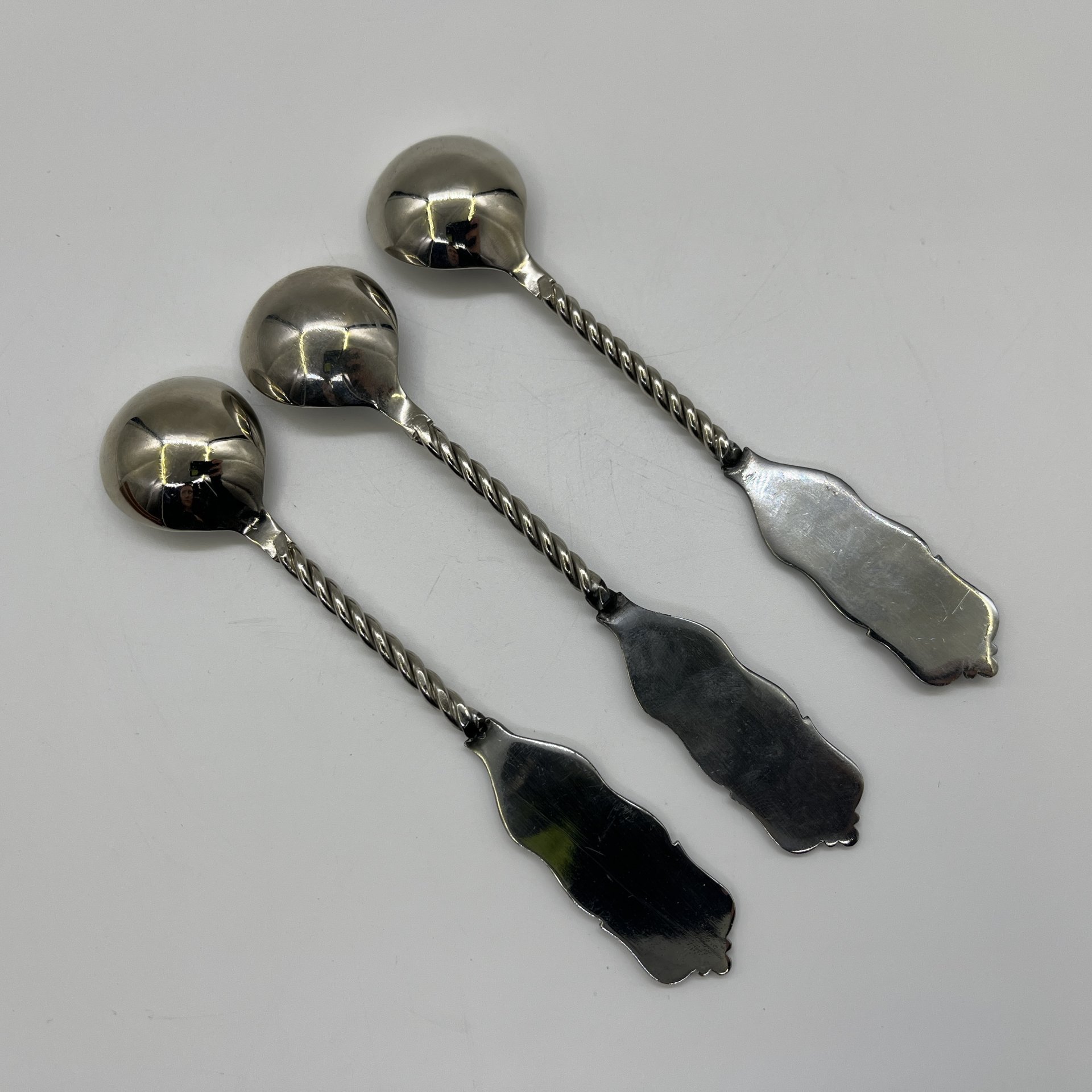 Набор чайных ложек на 3 персоны, в оригинальной коробке, металл, картон, текстиль, Казаковское производственное ювелирное объединение (КПЮО), СССР, 1970-1990 гг.