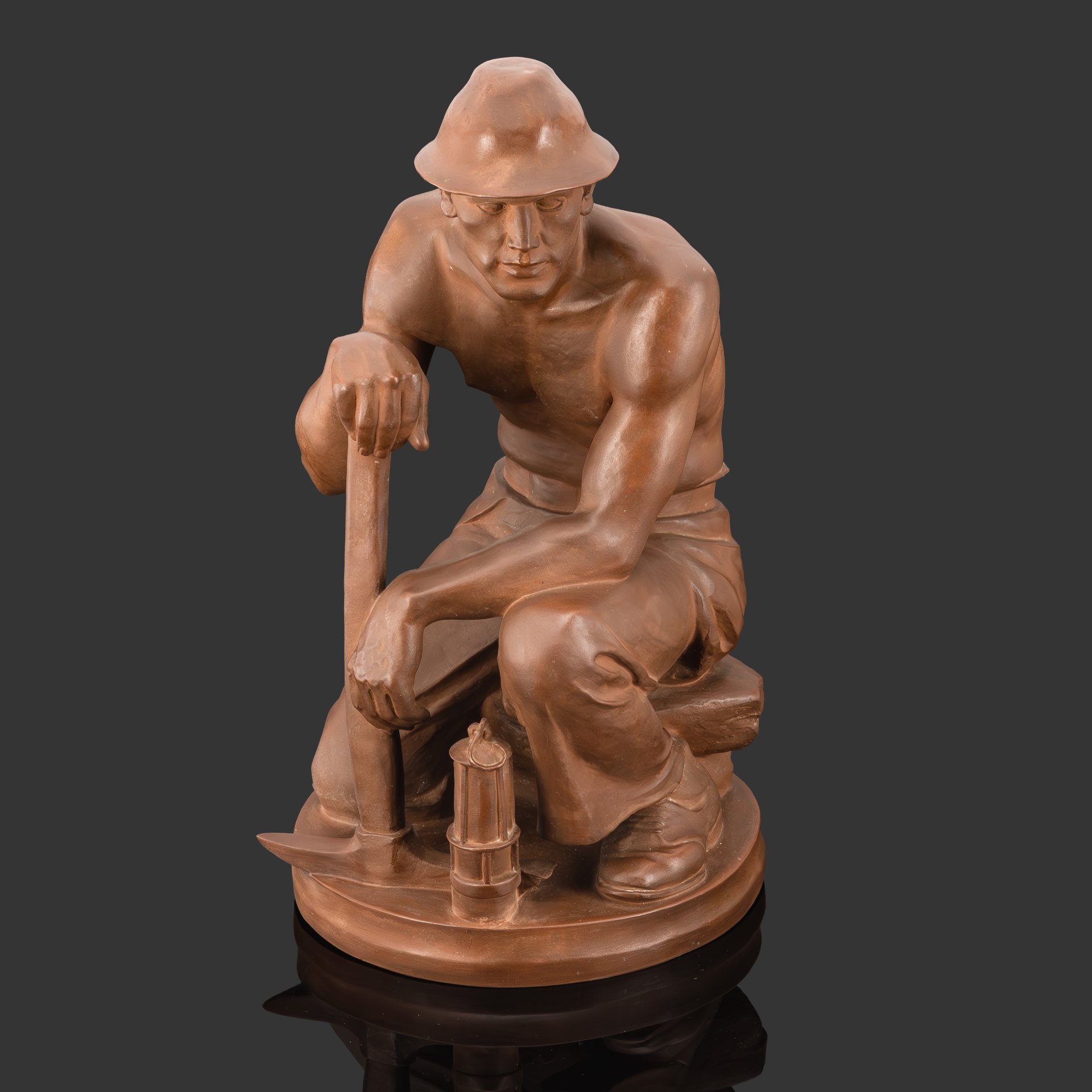 Скульптура "Шахтер", скульптор Paul Berger (Поль Бергер), фарфор, бёттгеровский (яшмовый), Meissen (Мейсенский фарфор), Германия, 1943 г.