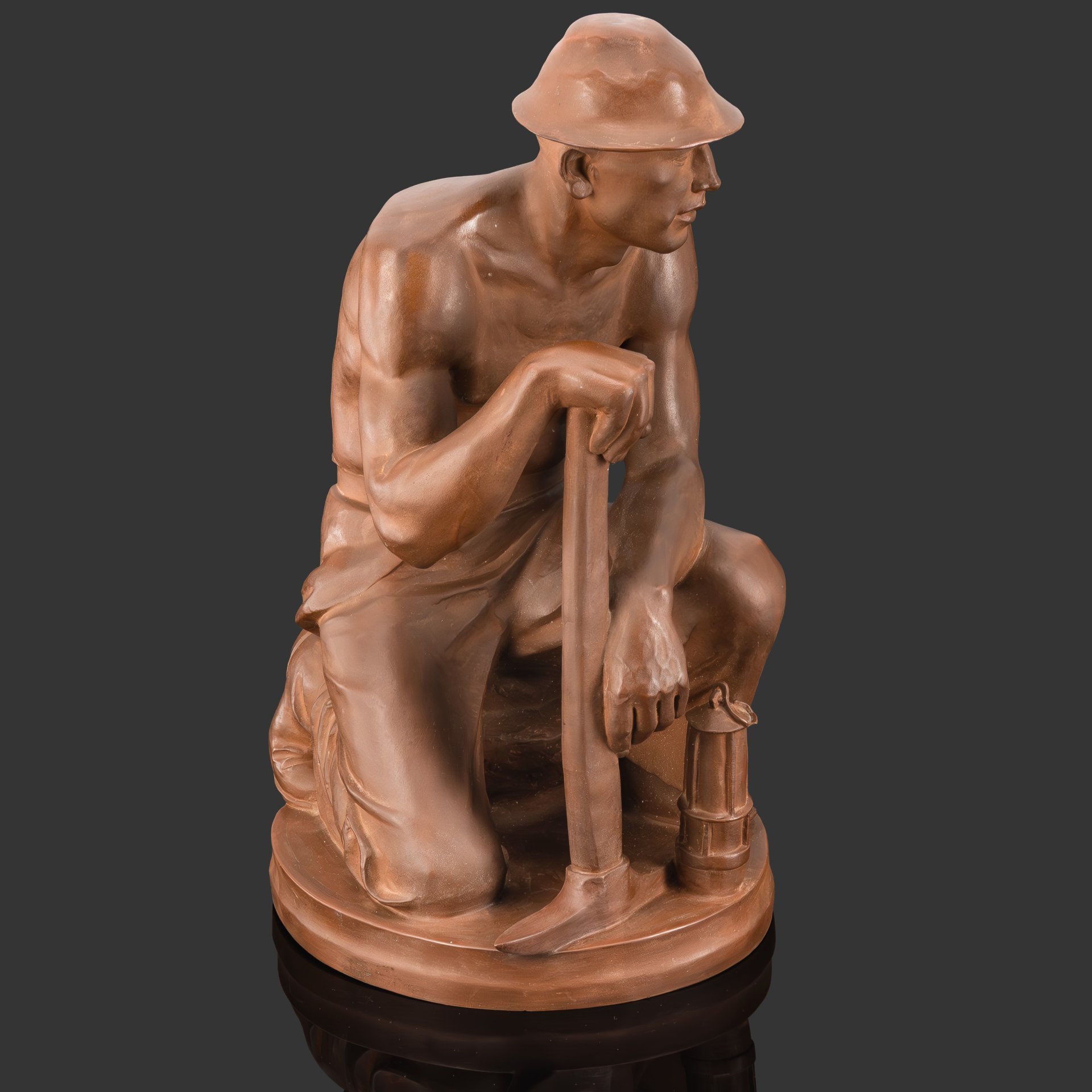 Скульптура "Шахтер", скульптор Paul Berger (Поль Бергер), фарфор, бёттгеровский (яшмовый), Meissen (Мейсенский фарфор), Германия, 1943 г.