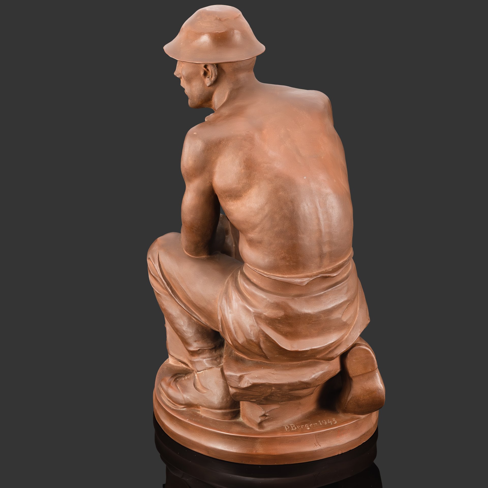 Скульптура "Шахтер", скульптор Paul Berger (Поль Бергер), фарфор, бёттгеровский (яшмовый), Meissen (Мейсенский фарфор), Германия, 1943 г.