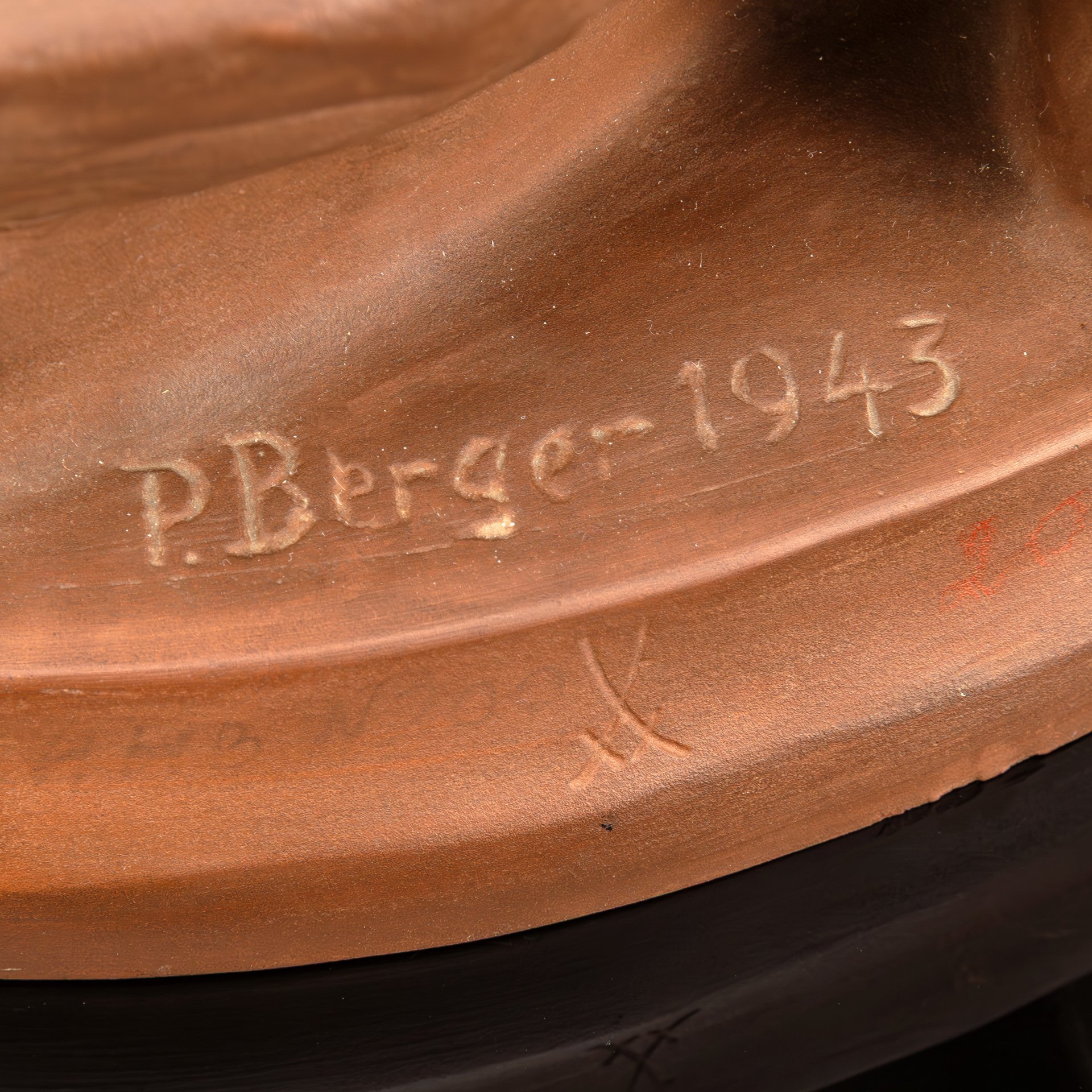 Скульптура "Шахтер", скульптор Paul Berger (Поль Бергер), фарфор, бёттгеровский (яшмовый), Meissen (Мейсенский фарфор), Германия, 1943 г.