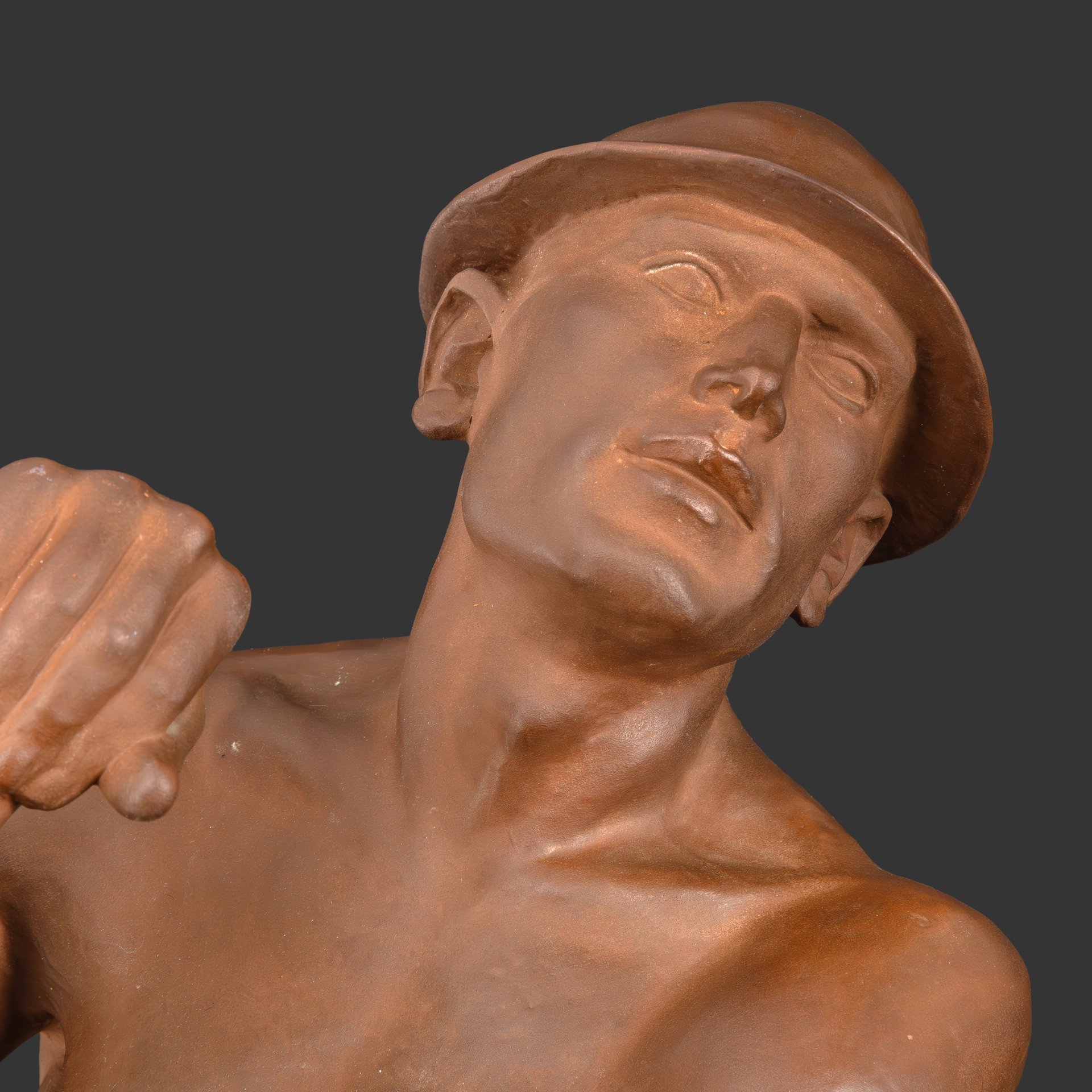 Скульптура "Шахтер", скульптор Paul Berger (Поль Бергер), фарфор, бёттгеровский (яшмовый), Meissen (Мейсенский фарфор), Германия, 1943 г.