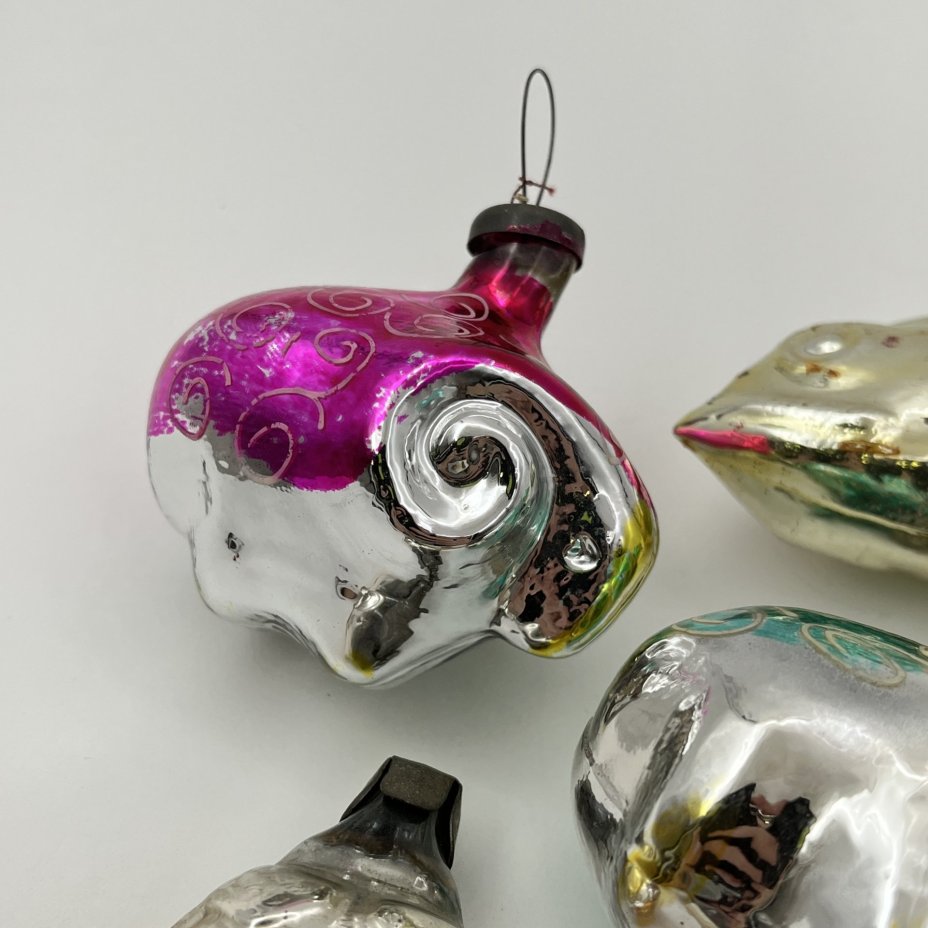 Набор винтажных елочных игрушек "Животные, птицы, рыбы и жуки"  (8 шт.)