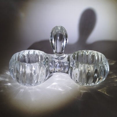 Солонка двойная (открытая) с ручкой, стекло, Западная Европа, 1930-1950 гг.