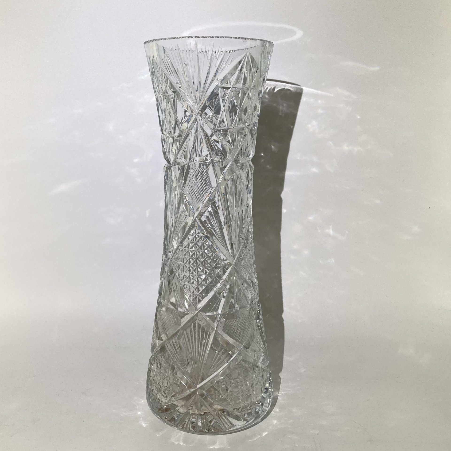 Ваза с резным декором, хрусталь, алмазная грань, СССР, 1970-1990 гг.