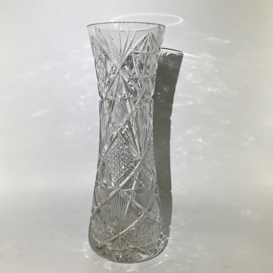 Ваза с резным декором, хрусталь, алмазная грань, СССР, 1970-1990 гг.
