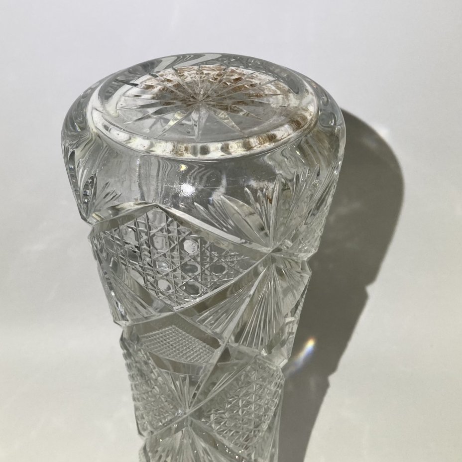 Ваза с резным декором, хрусталь, алмазная грань, СССР, 1970-1990 гг.