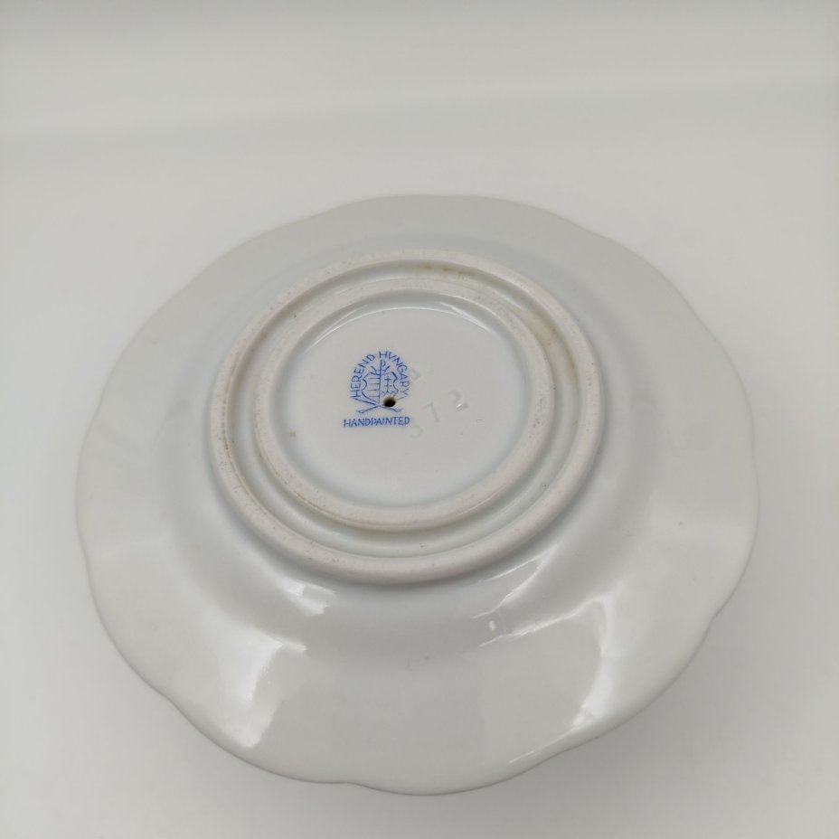 Соусник (горчичница) с растительным декором на подставке, фарфор, роспись, золочение, Herend (Херенд), Венгрия, 1960-1990 гг.