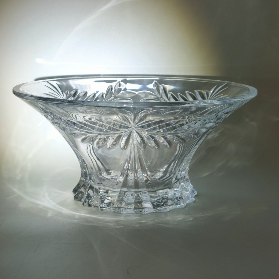 Фруктовница (конфетница) с растительным декором, хрусталь, Западная Европа, 1980-2000 гг.