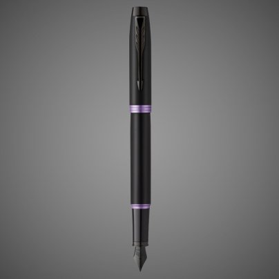 Перьевая ручка Parker IM Vibrant Rings Flame Amethyst Purple, перо:F/M, цвет чернил: blue, в подарочной упаковке., Лаки и смолы: лак, латунь