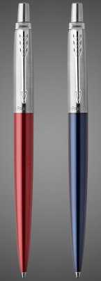 Набор из 2х ручек : Parker "Jotter London" Parker Jotter Essential, Kensington Red CT и Jotter Essential, Royal Blue CT, стержень: M, Лаки и смолы: лак, нержавеющая сталь
