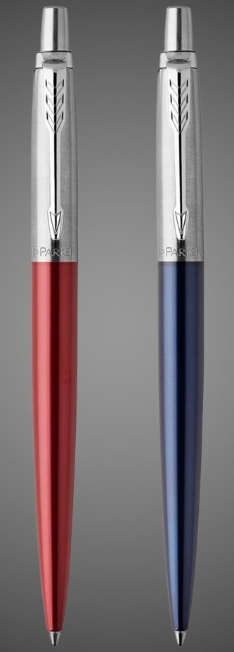 Набор из 2х ручек : Parker "Jotter London" Parker Jotter Essential, Kensington Red CT и Jotter Essential, Royal Blue CT, стержень: M, Лаки и смолы: лак, нержавеющая сталь