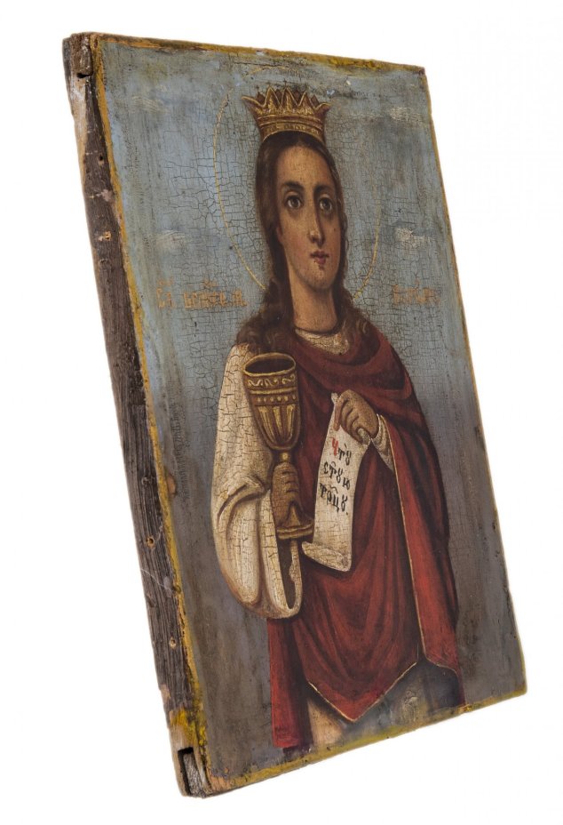 Икона "Святая Великомученица Варвара", дерево, масло, Российская Империя, 1850-1900 гг.