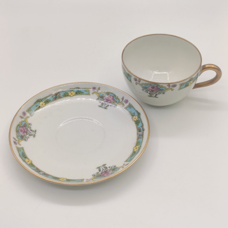 Чайная пара с цветочным декором (в подборе), Robert Haviland & Le Tanneur, Coiffe Limoges France