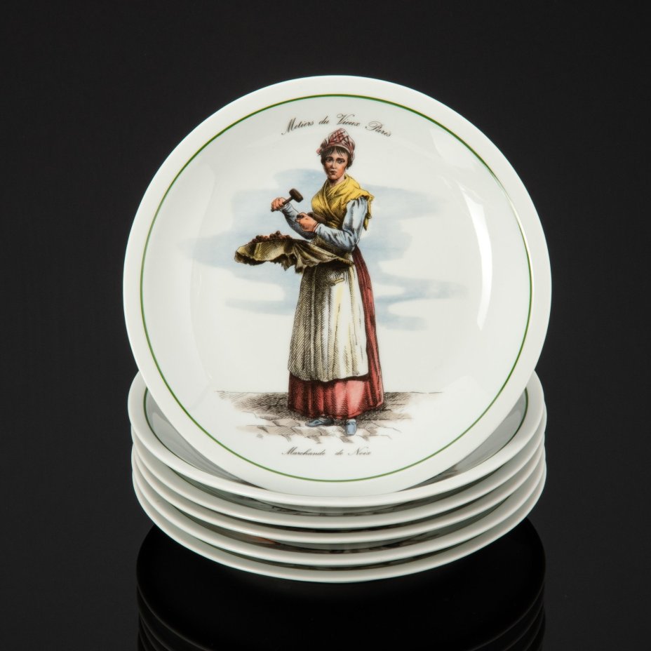 Набор из 6 десертных тарелок "Традиционные ремесла Парижа", Tradition CNP Metiers Vieux Paris
