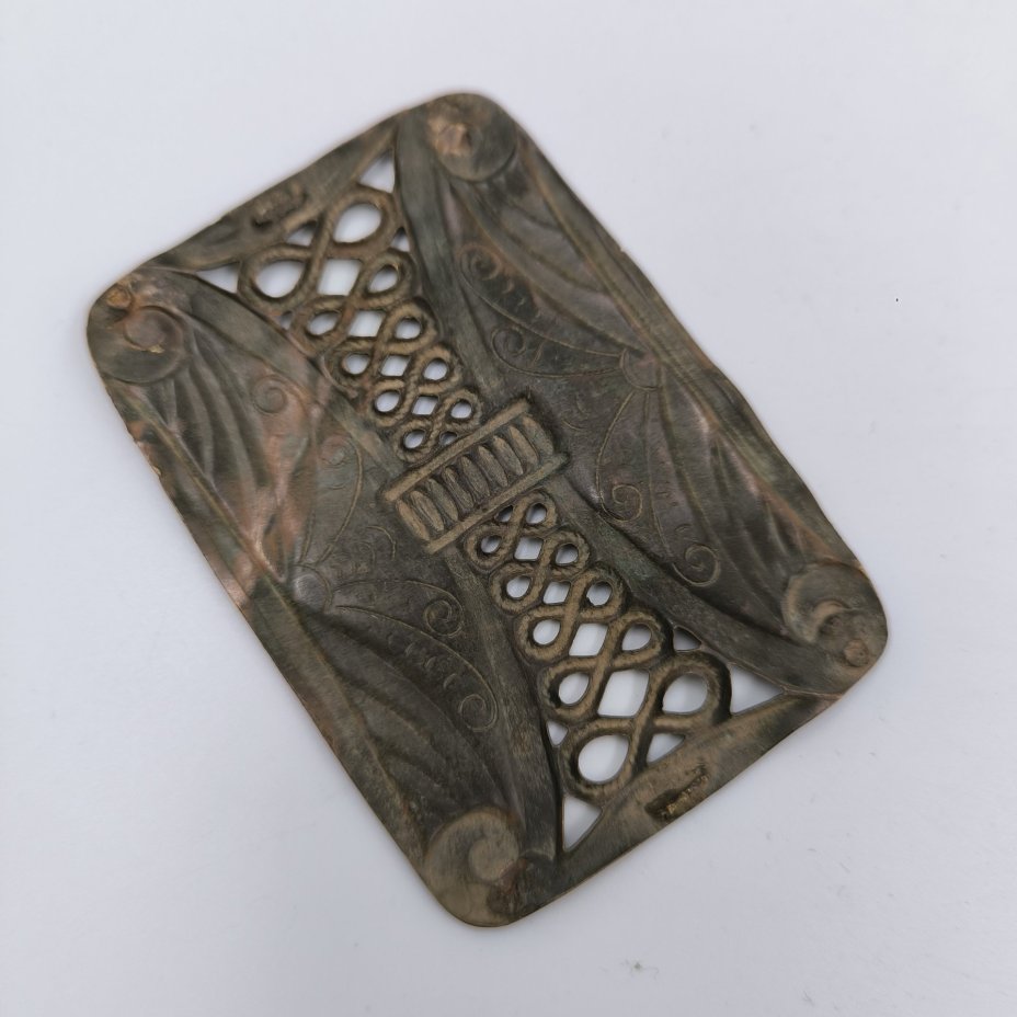 Пряжка женская поясная прямоугольной формы с ажурным декором