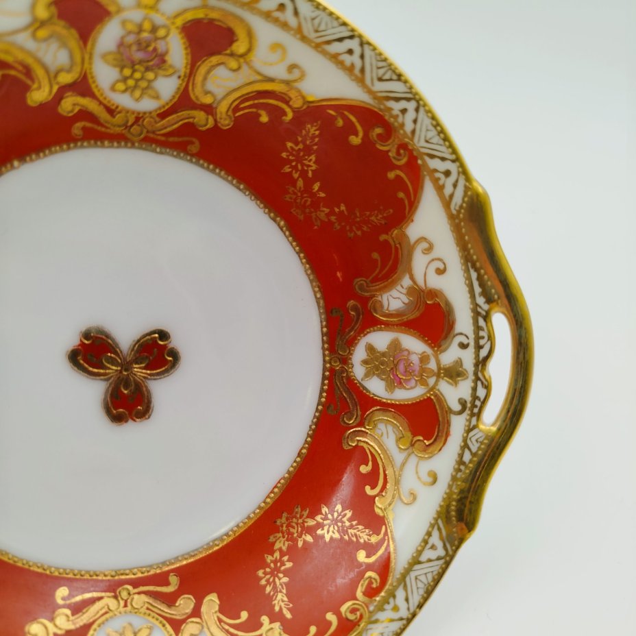 Мелочница (монетница), украшенное  цветочным декором в медальонах, Chugai China, фарфор, крытье, золочение, Япония, 1950-1970 гг.