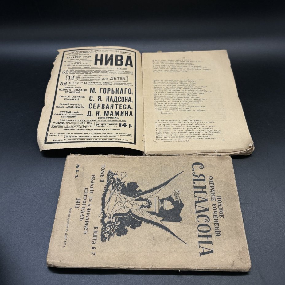 Набор из 2-х книг (в подборе) "Полное собрание сочинений С.Я. Надсона", том I-II (книга 3), том II (книга 6-7), Издательство «Товарищество А.Ф. Маркс»