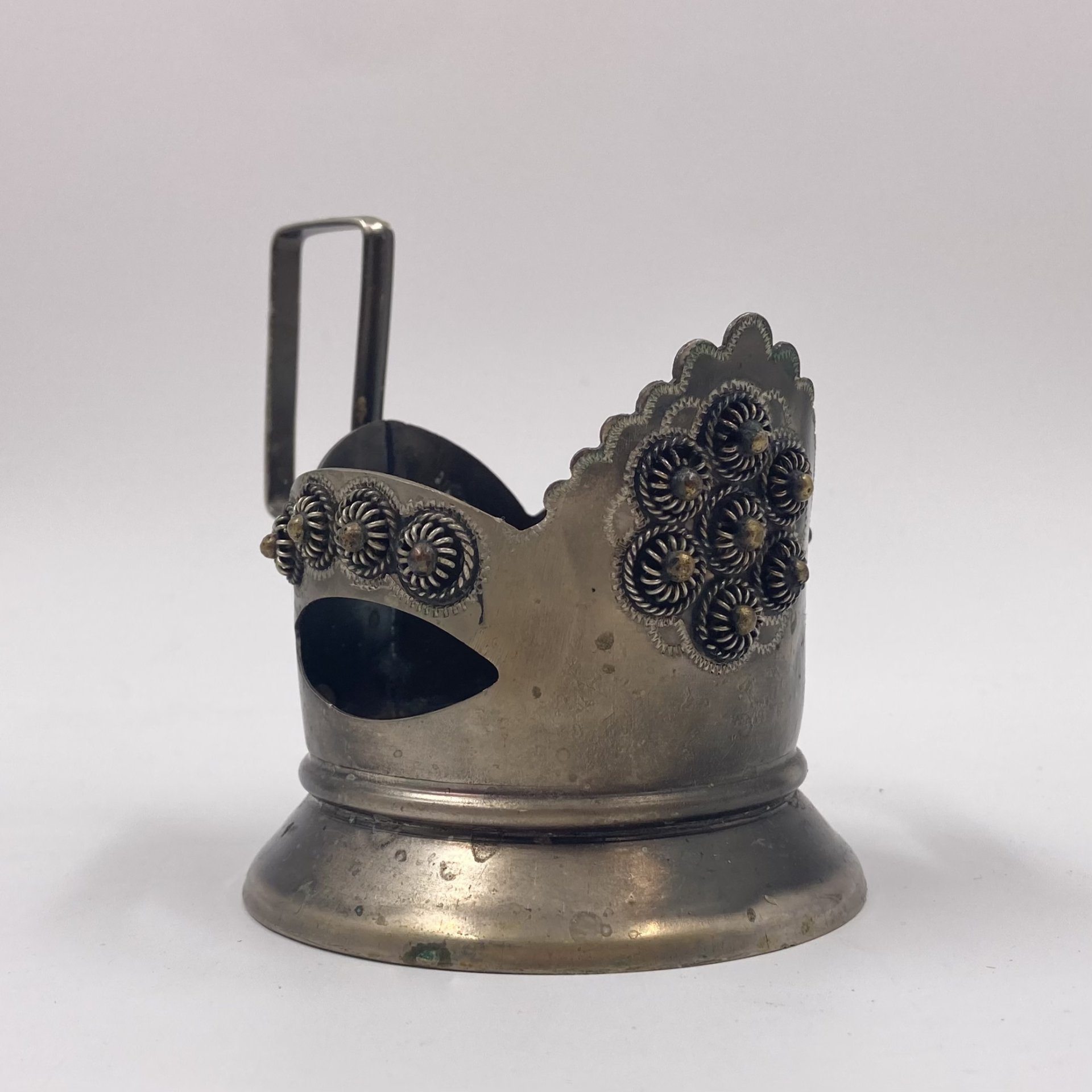 Подстаканник "Бусины большие", мельхиор (медь-никель), СССР, 1970-1980 гг.