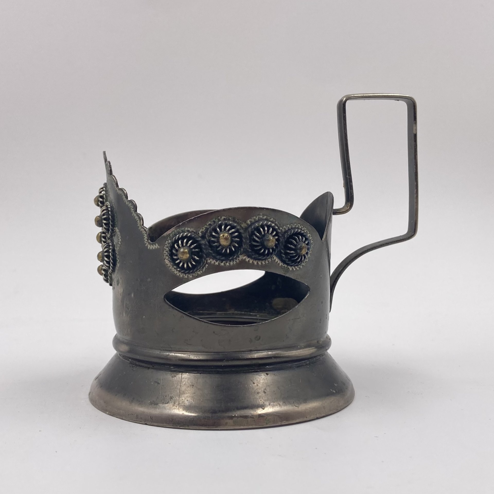 Подстаканник "Бусины большие", мельхиор (медь-никель), СССР, 1970-1980 гг.
