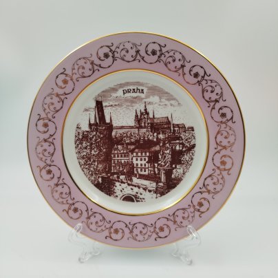 Тарелка декоративная с изображением Праги, фарфор, деколь, Moritz Zdekauer (MZ), Чехословакия, 1970-1991 гг.