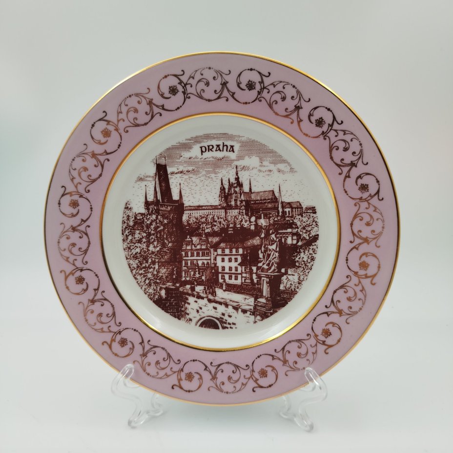 Тарелка декоративная с изображением Праги, фарфор, деколь, Moritz Zdekauer (MZ), Чехословакия, 1970-1991 гг.