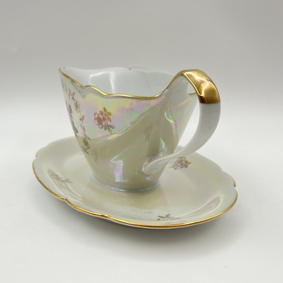 Соусник "Роза", фарфор, деколь, люстр, золочение, Kahla, ГДР, 1968-1987 гг.