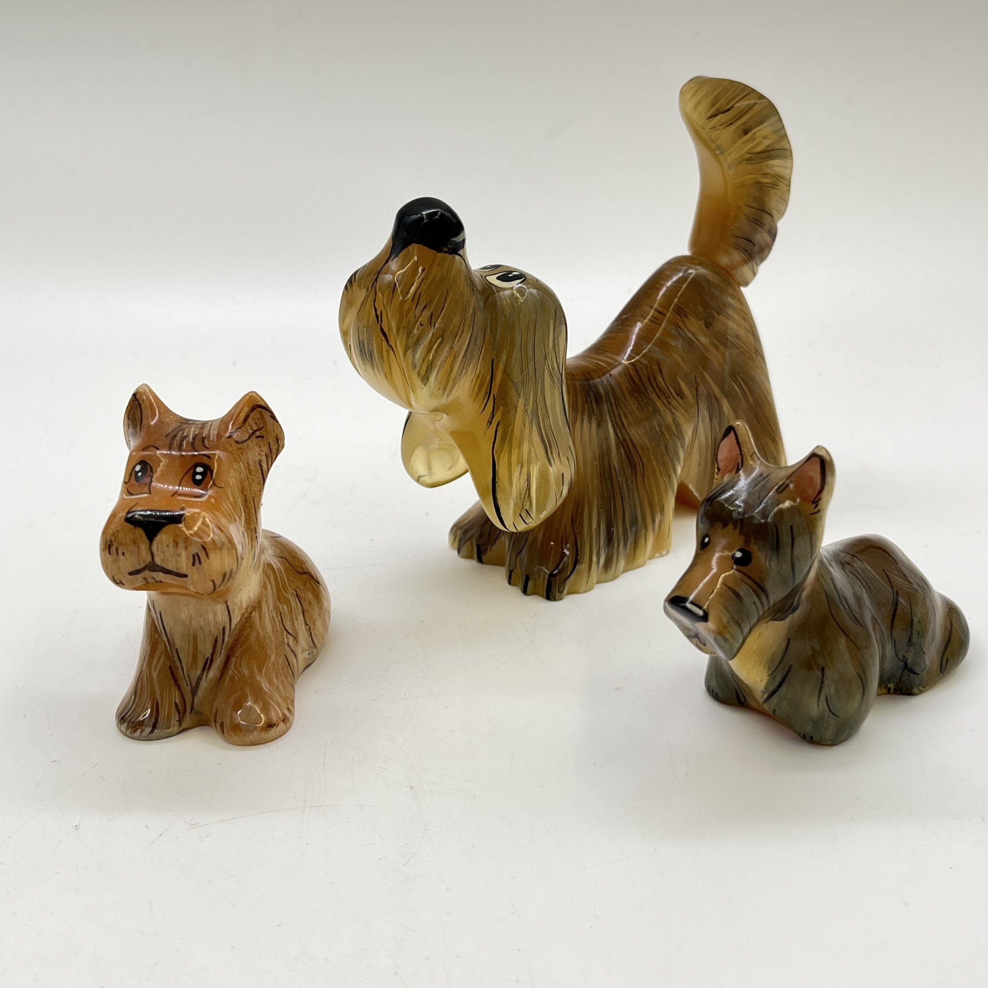 Набор из 3 статуэток "Собачки", натуральный камень, роспись, Россия, 2000-2015 гг.