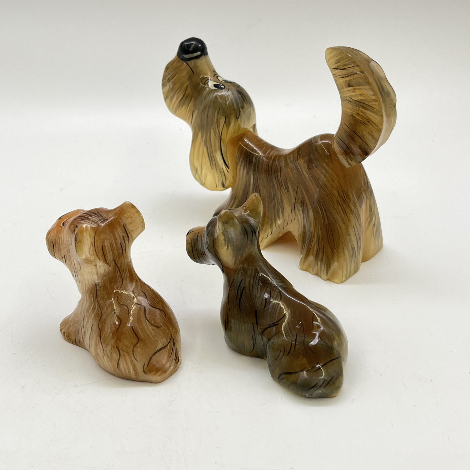 Набор из 3 статуэток "Собачки", натуральный камень, роспись, Россия, 2000-2015 гг.