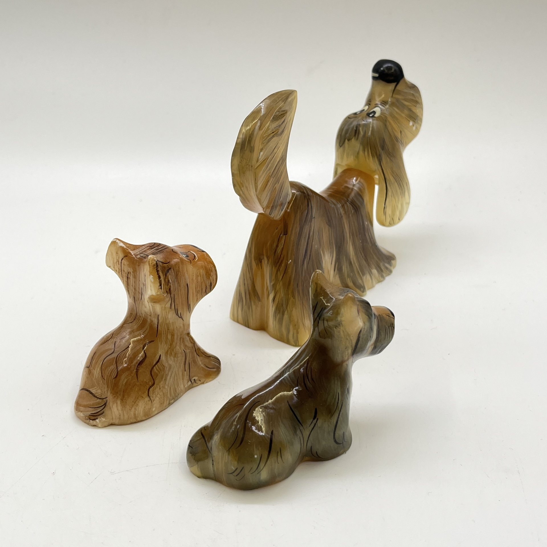 Набор из 3 статуэток "Собачки", натуральный камень, роспись, Россия, 2000-2015 гг.