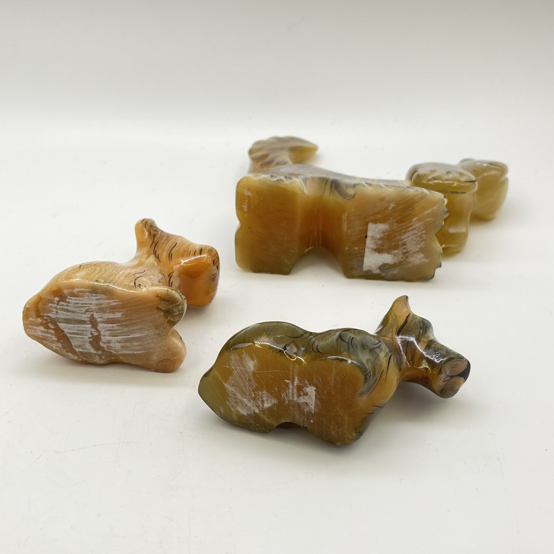 Набор из 3 статуэток "Собачки", натуральный камень, роспись, Россия, 2000-2015 гг.