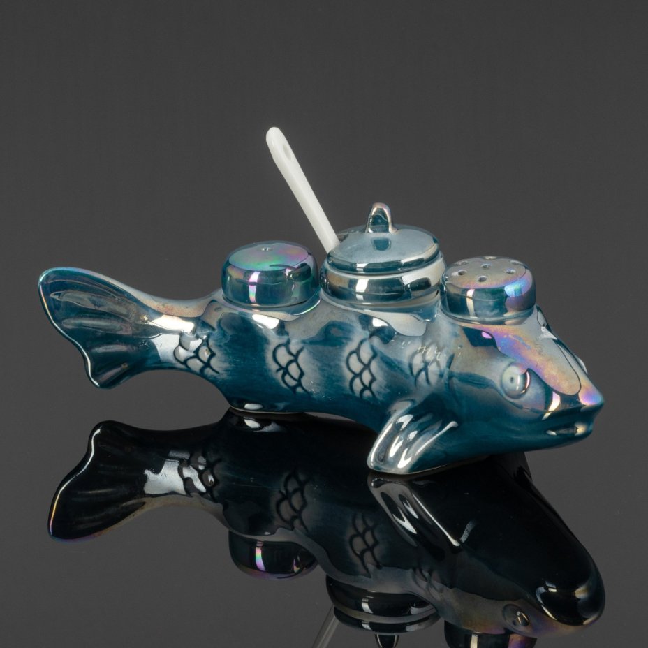Набор для специй в виде рыбы, Grand Feu de Porcelaine