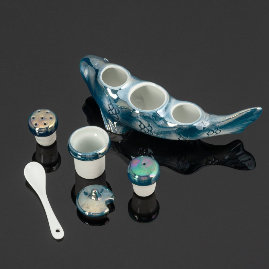 Набор для специй в виде рыбы, Grand Feu de Porcelaine