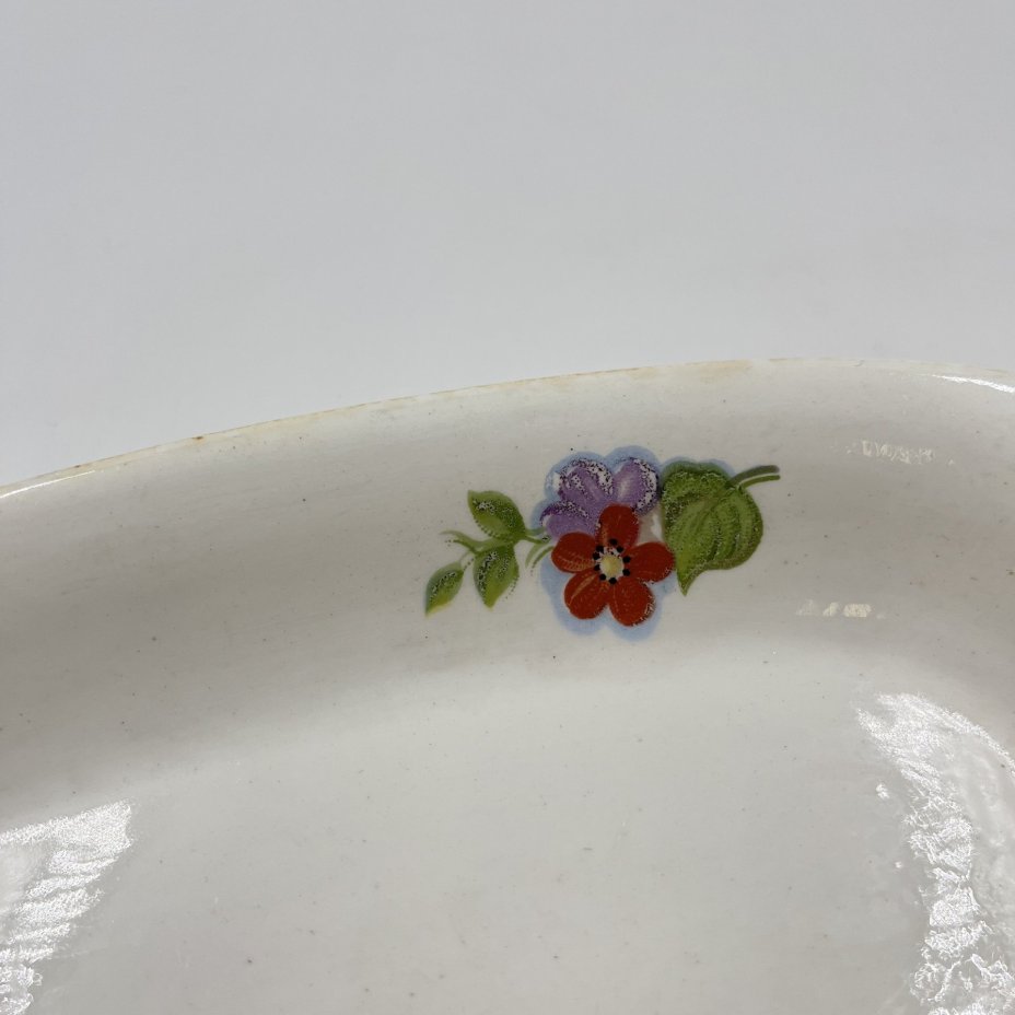 Селёдочница с цветочным декором, фаянс, деколь, Конаковский фаянсовый завод им. М.И. Калинина (ЗиК Конаково), Конаковский фаянсовый завод им. М.И. Калинина (ЗиК Конаково)