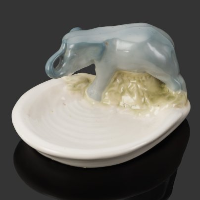 Мыльница/пепельница «Слон», фаянс, роспись, Ленинградский завод «Стройфаянс», СССР, 1950-1960 гг.