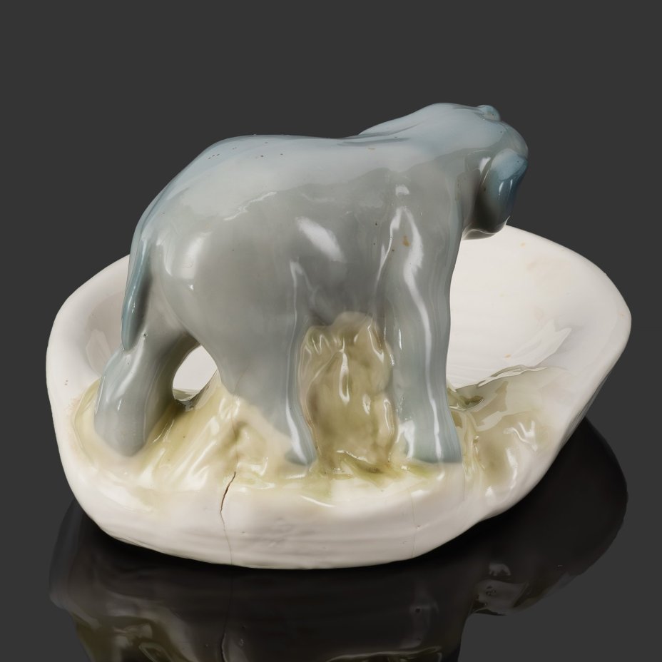 Мыльница/пепельница «Слон», фаянс, роспись, Ленинградский завод «Стройфаянс», СССР, 1950-1960 гг.