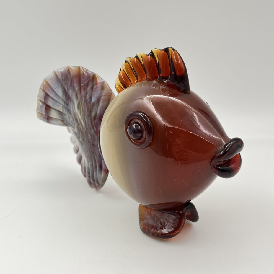 Статуэтка "Рыба", цветное стекло, гутная техника, СССР, 1970-1990 гг.