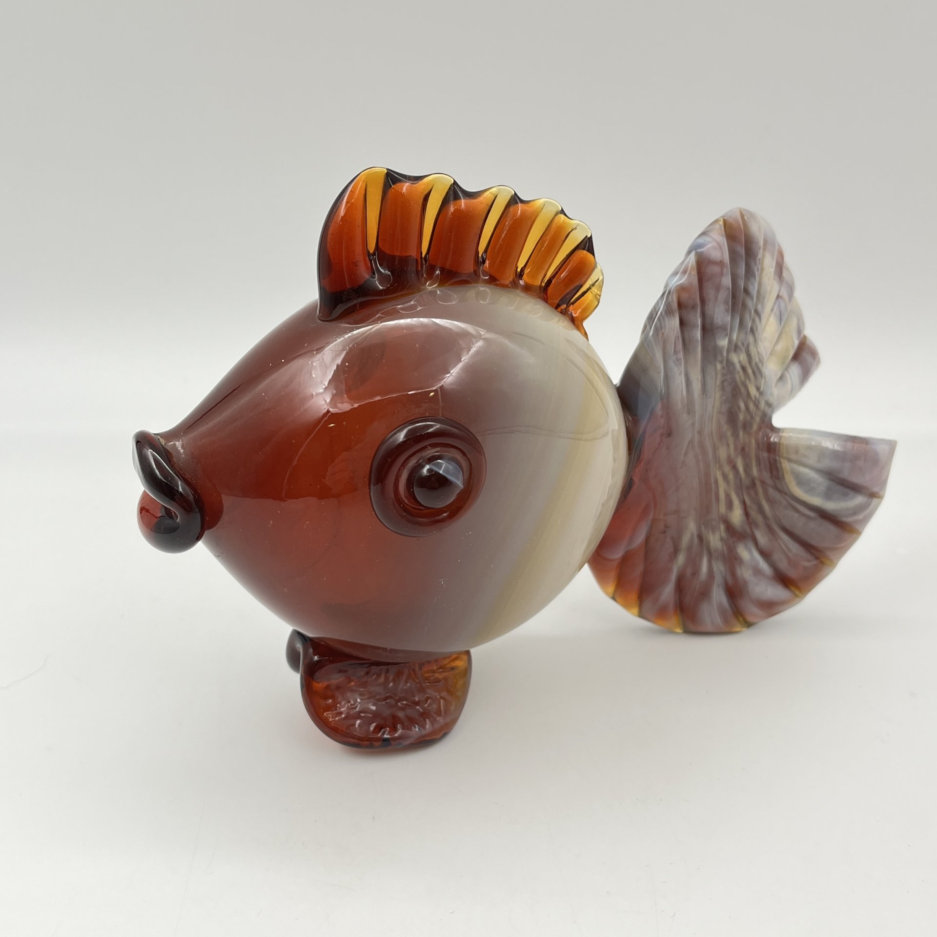 Статуэтка "Рыба", цветное стекло, гутная техника, СССР, 1970-1990 гг.