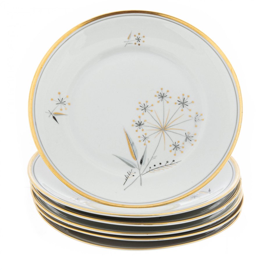 Сервиз чайный на 6 персон (21 предмет), фарфор, деколь, золочение, "Weisswasser porcelain works", Германия, 1957-1990 гг.
