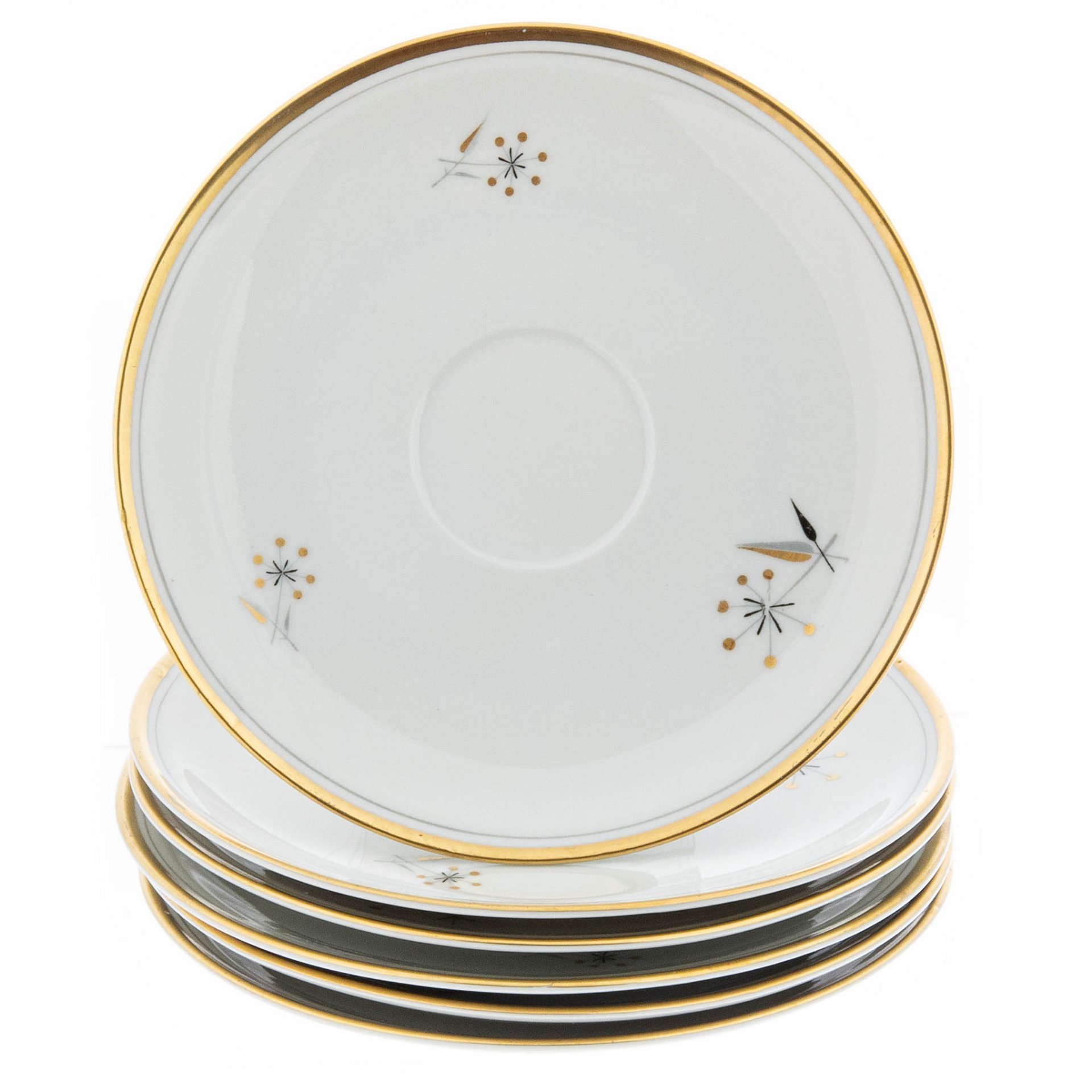 Сервиз чайный на 6 персон (21 предмет), фарфор, деколь, золочение, "Weisswasser porcelain works", Германия, 1957-1990 гг. — фото 7